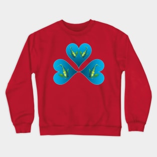 Angelfish | Three hearts in blue for a fish in motion | Viva Magenta background | Crewneck Sweatshirt